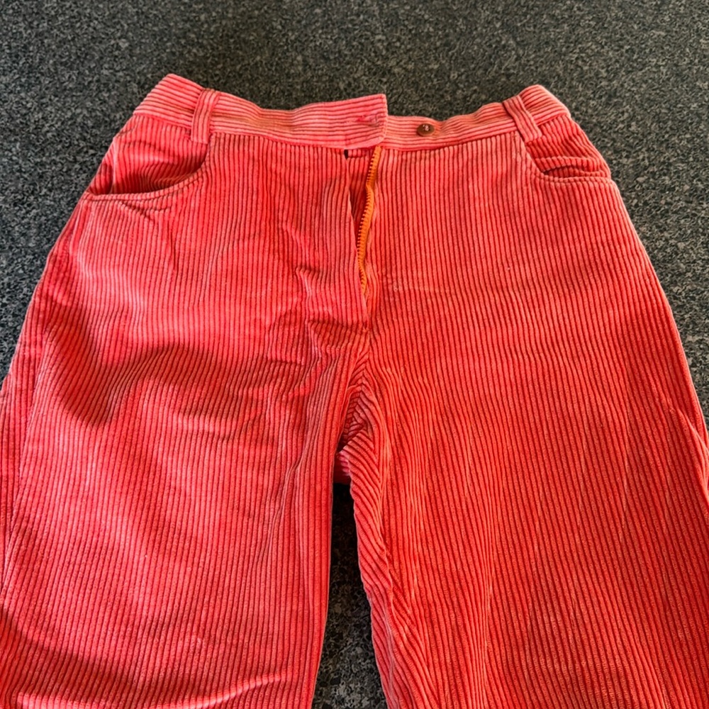 Women's peachy- orange corduroy tight pants